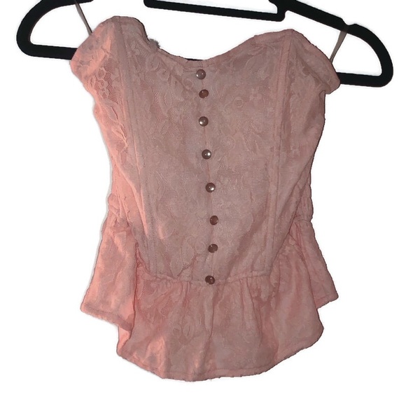 Tops - NWT PINK LACE PEPLUM TUBE TOP